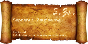 Seprenyi Zsuzsanna névjegykártya